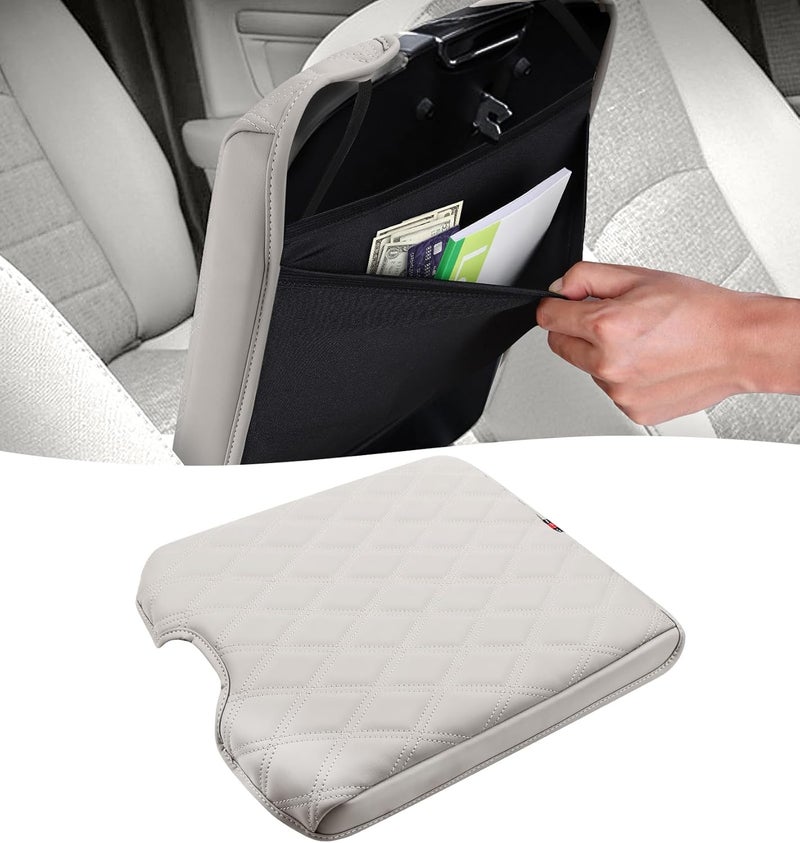 Sinvanho Store Center Console Cover for 2013-2018 Ram 1500 & 2013-2024 Dodge Ram 2500/3500/1500 Classic Model, PU Leather Middle Console Cover Car Accessories with Hidden Pockets, Jump Seat Only (Grey) - Image 1